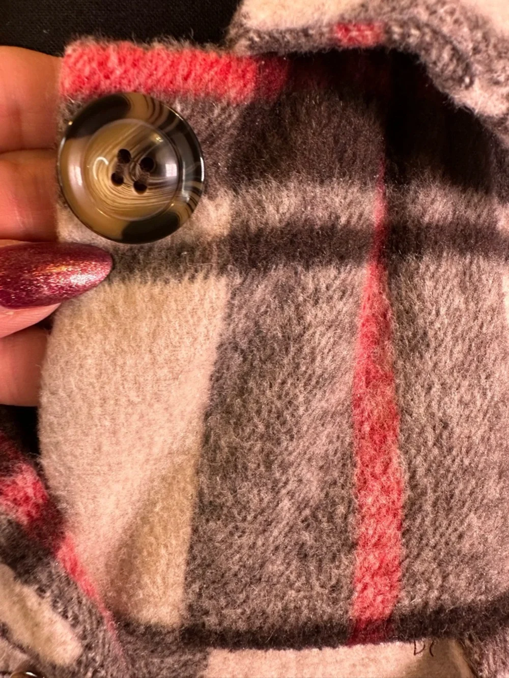 #147 - LuLaRoe Plaid Utility Shacket in Gray, White & Red - Picture 5 of 13